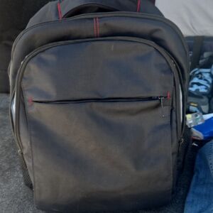 Black Backpack with Red Accents - Versatile Everyday Bag